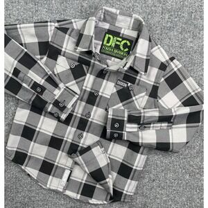 Dixxon Flannel Shirt Boys XS Black Gray Plaid DFC Youth‎ Division